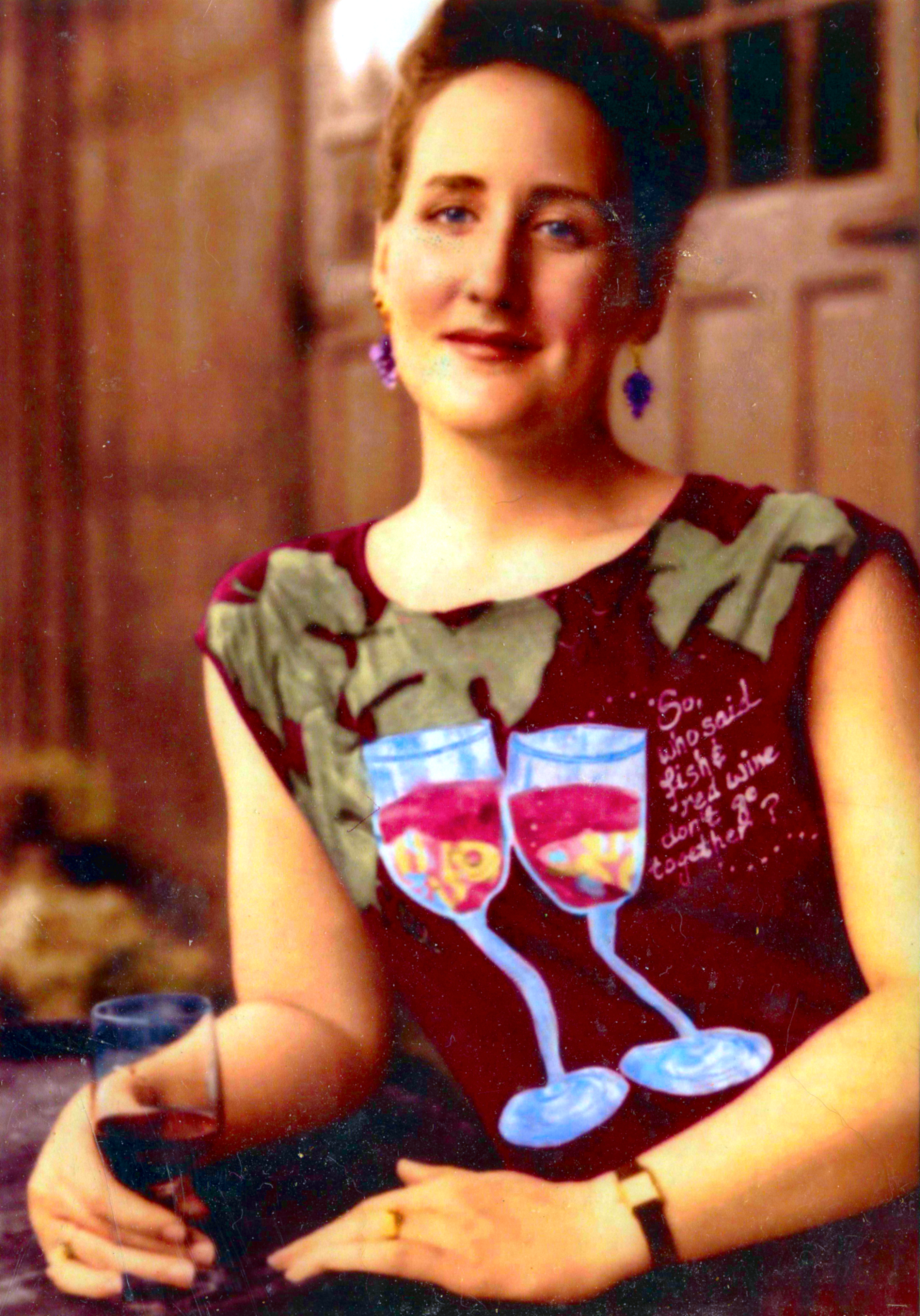 Picture of Kharran Cattell in a dress she designed and made